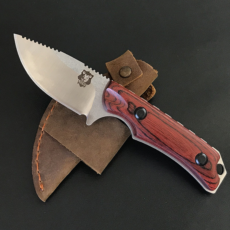 Liome 15017 Red-Brown Wood Handle Portable Pocket EDC Tool