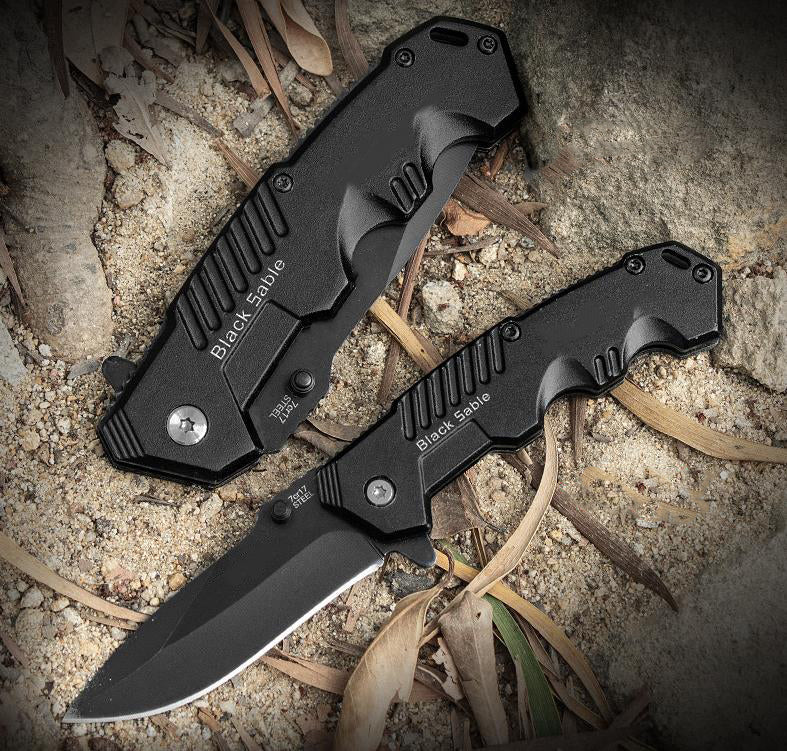 Black Foldable Outdoor Pocket Tool in Small and Large Variants