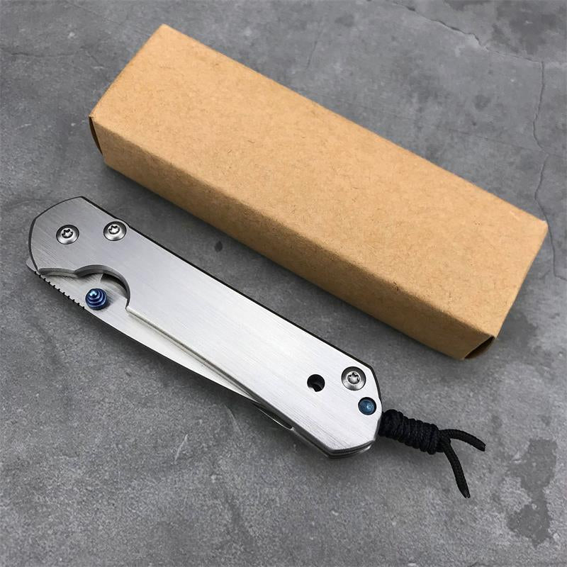 Silver Foldable EDC Outdoor Tool Featuring Polished Surface
