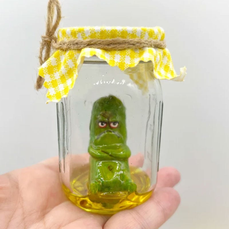 Grumpy Pickle in Jar