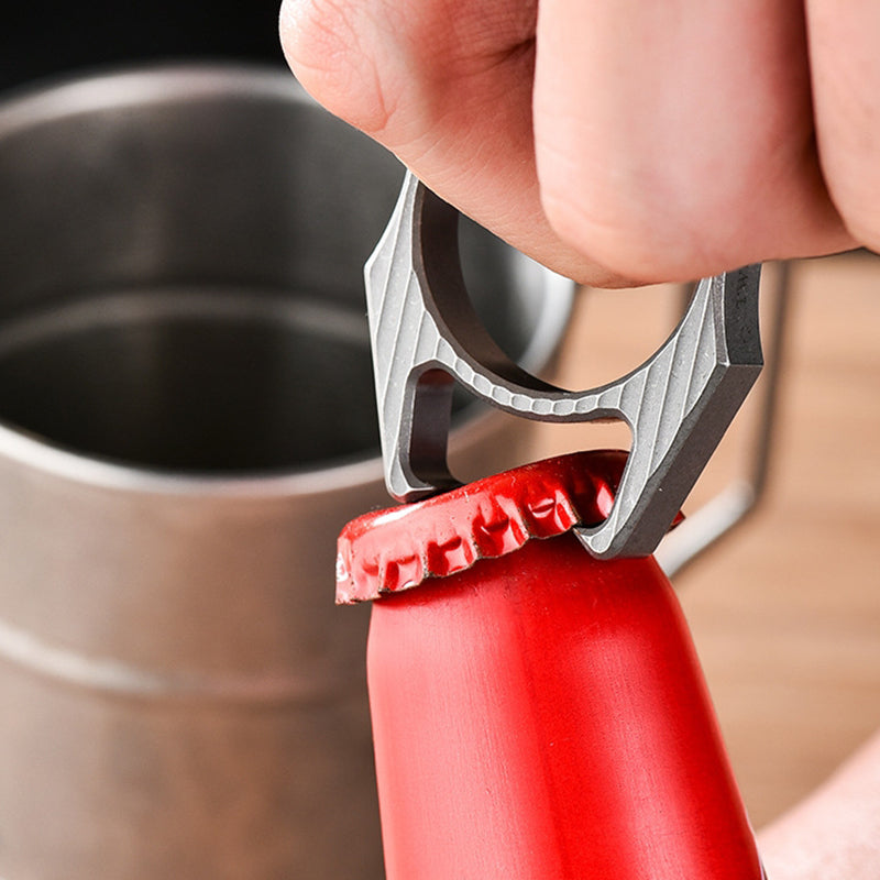 Portable Titanium Multi-Purpose Bottle Opener with Keychain Attachment