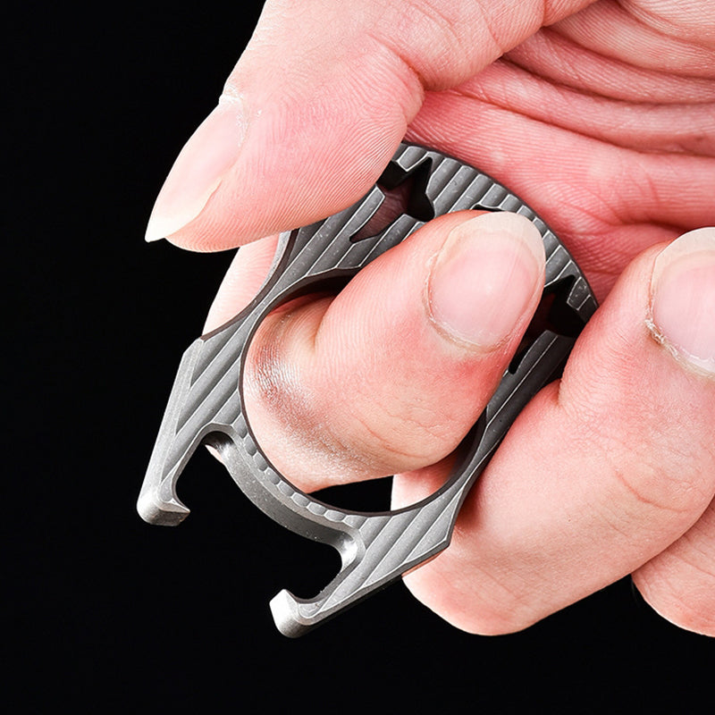 Portable Titanium Multi-Purpose Bottle Opener with Keychain Attachment