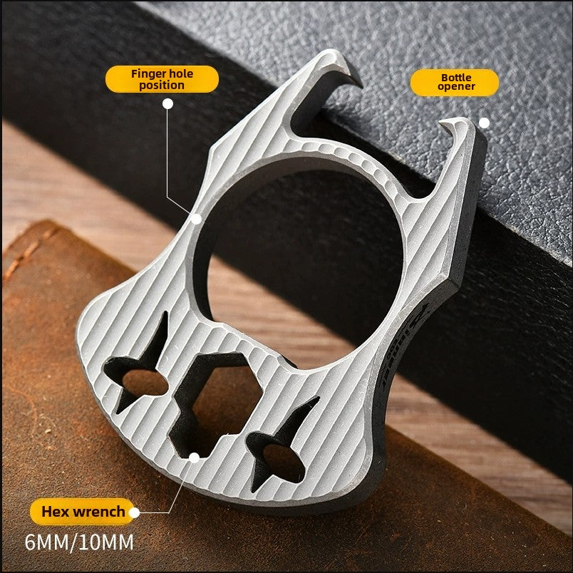 Portable Titanium Multi-Purpose Bottle Opener with Keychain Attachment