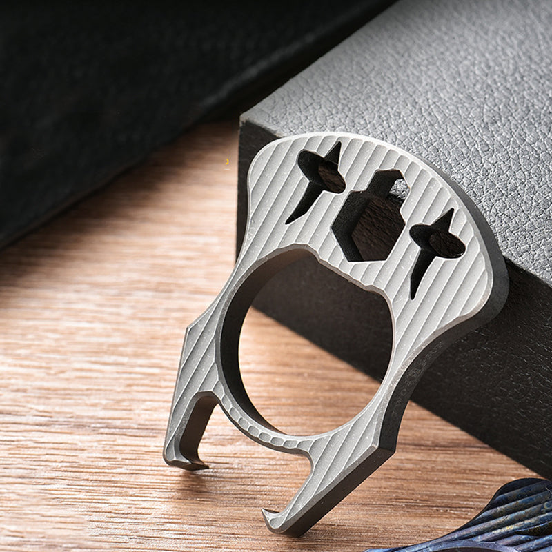 Portable Titanium Multi-Purpose Bottle Opener with Keychain Attachment
