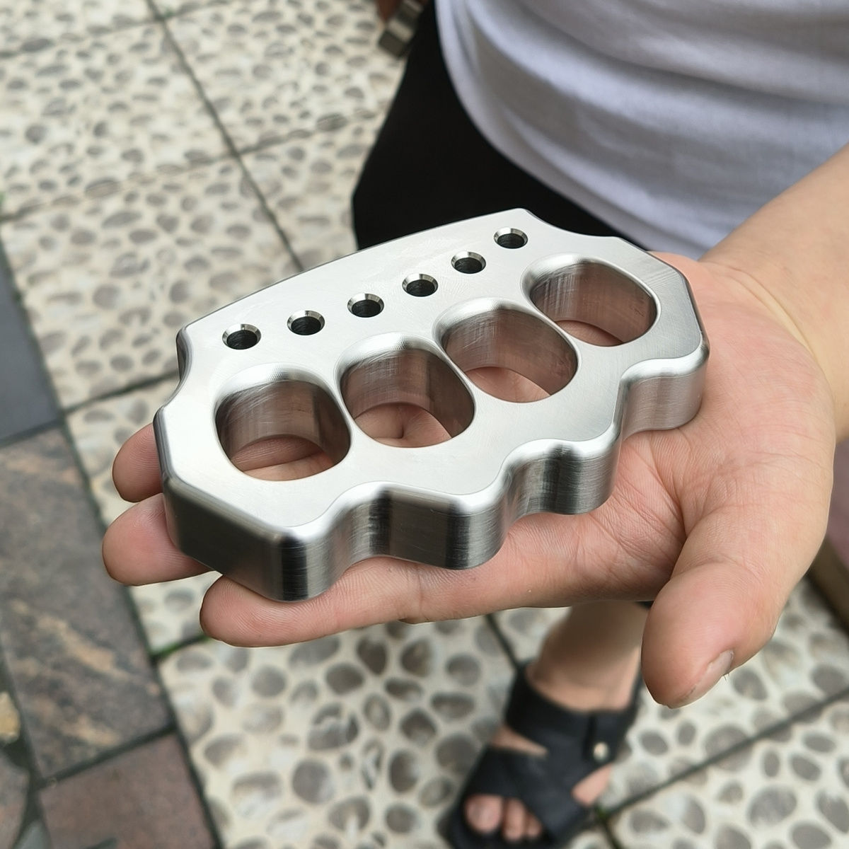 Reinforced Steel Quad-Hole Outdoor Tool