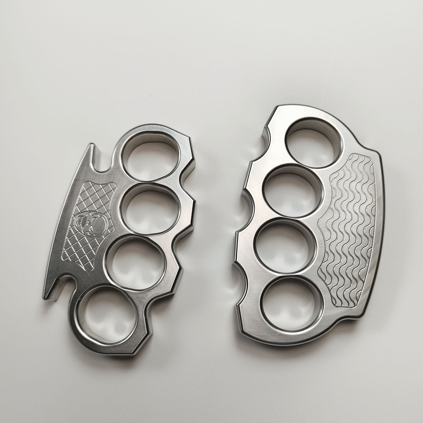 Steel Textured Skull Pattern Large Hole Bottle Opener EDC Tool
