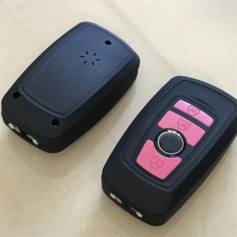 Sleek Outdoor Tool with Pink and Silver Key Shape