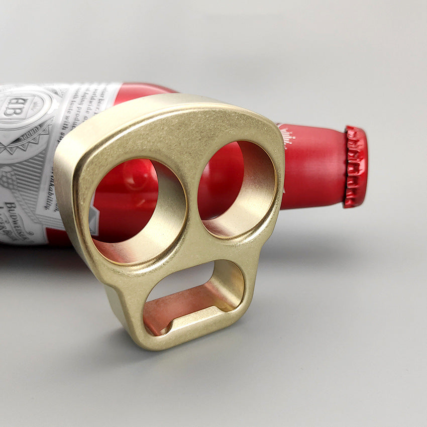 Skull-Shaped Brass EDC Tool for Bottle Opening and Outdoor Use