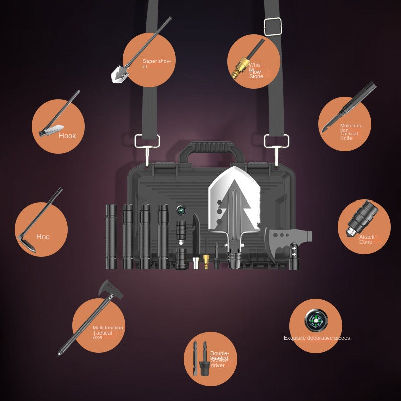 Outdoor Toolbox with Multifunctional Shovel Suit