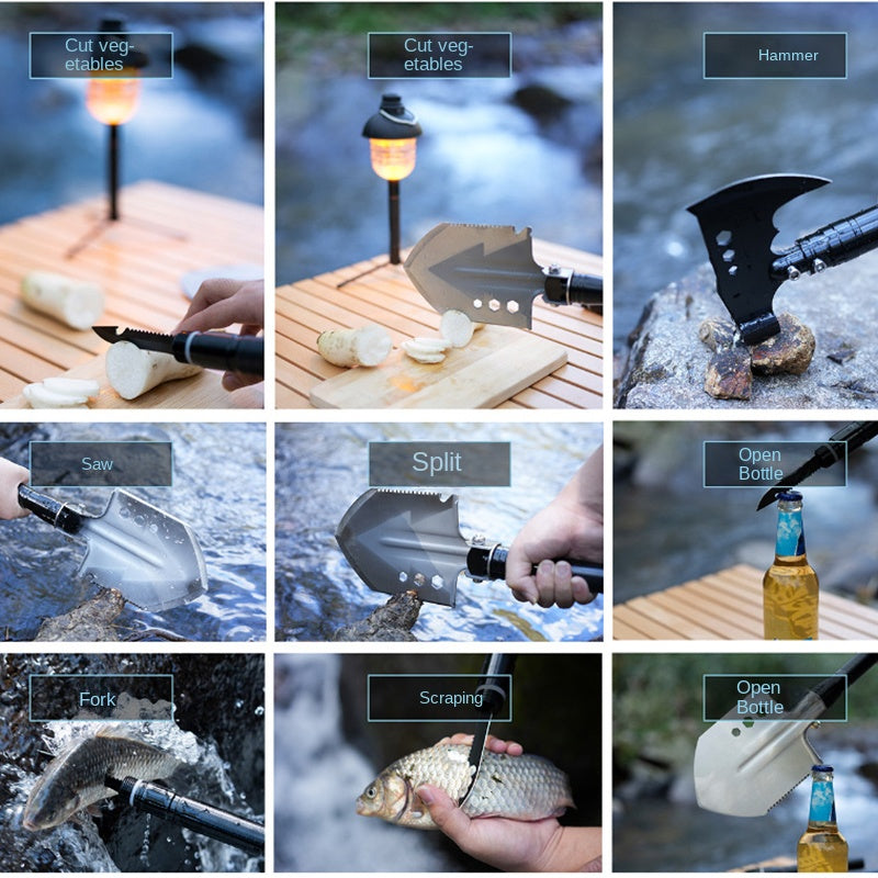 Outdoor Toolbox with Multifunctional Shovel Suit