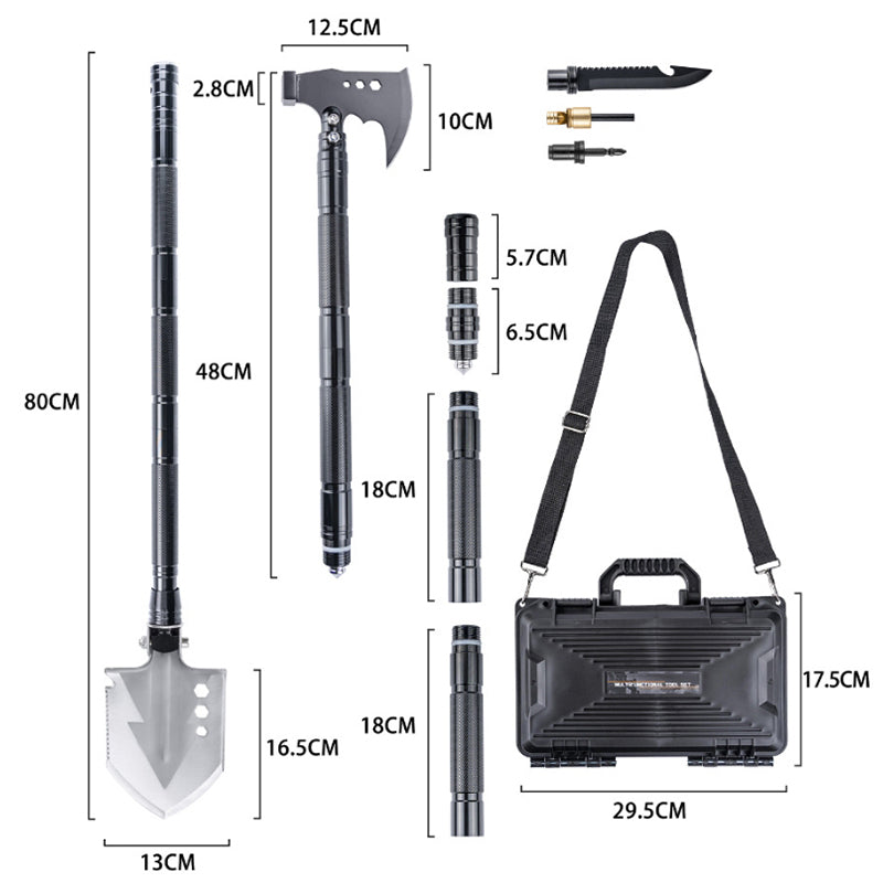Outdoor Toolbox with Multifunctional Shovel Suit