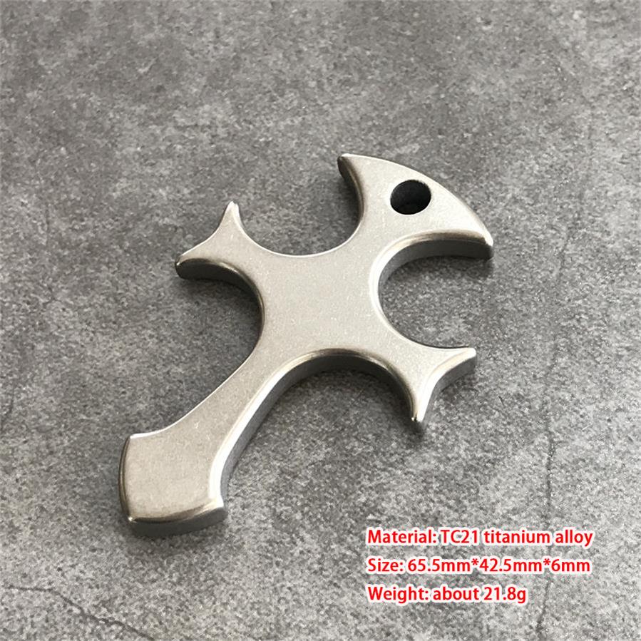 Cross Pattern Titanium Pendant Tool for Outdoor Carry