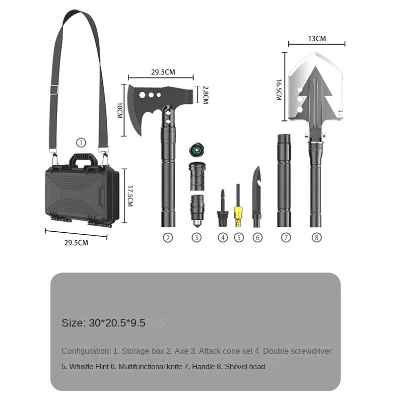 Outdoor Toolbox with Multifunctional Shovel Suit