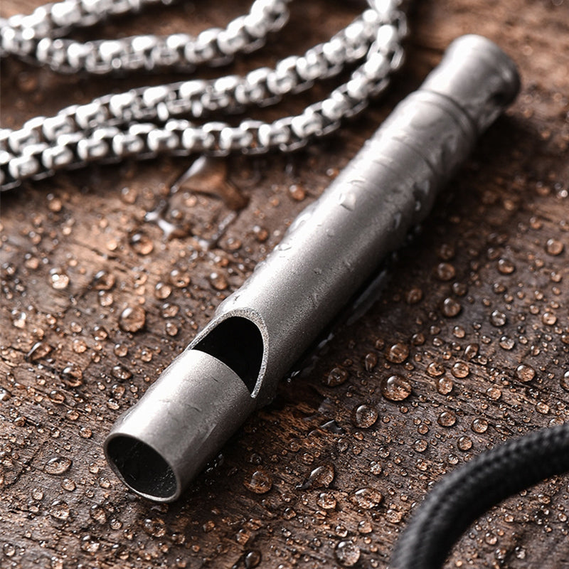 Portable Titanium Whistle Pendant EDC Tool for Backpack