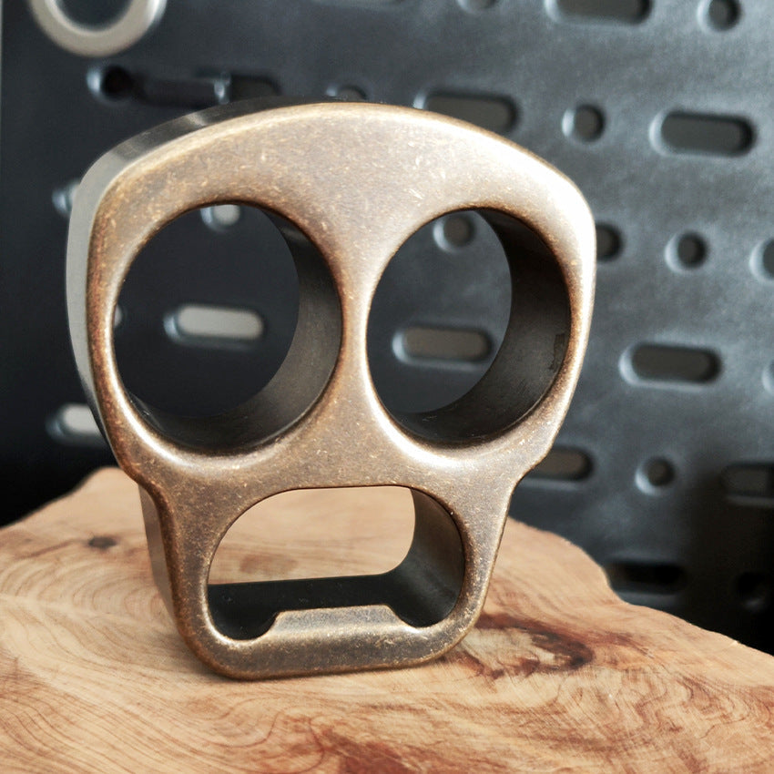 Skull-Shaped Brass EDC Tool for Bottle Opening and Outdoor Use