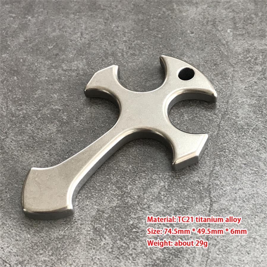 Cross Pattern Titanium Pendant Tool for Outdoor Carry