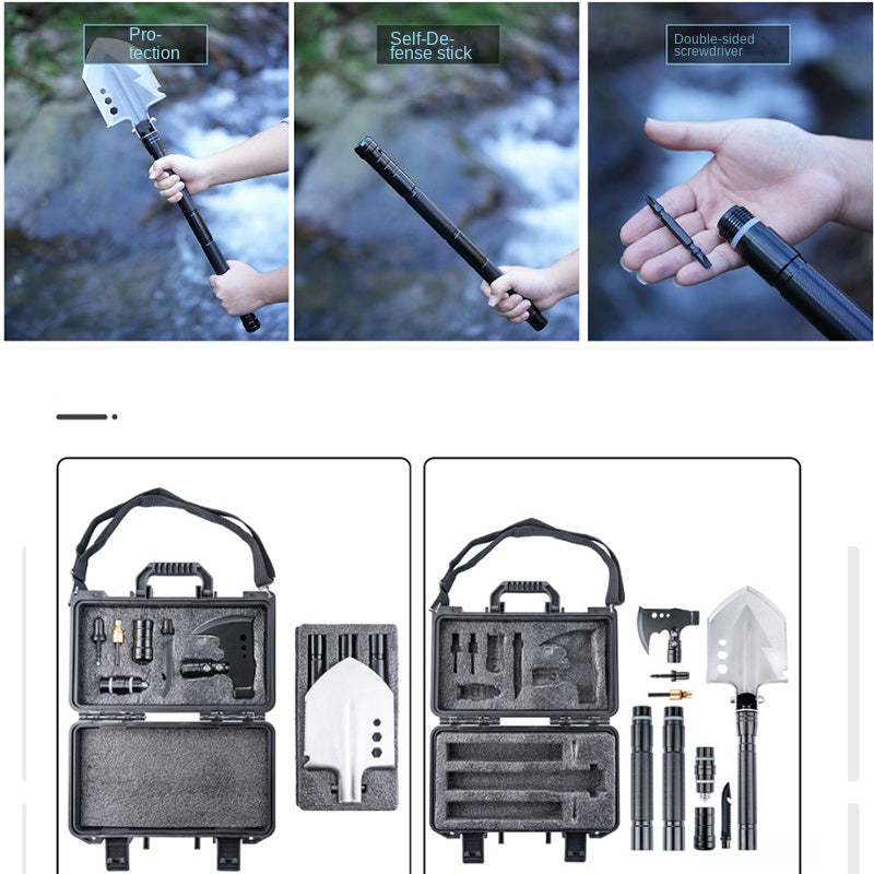 Outdoor Toolbox with Multifunctional Shovel Suit