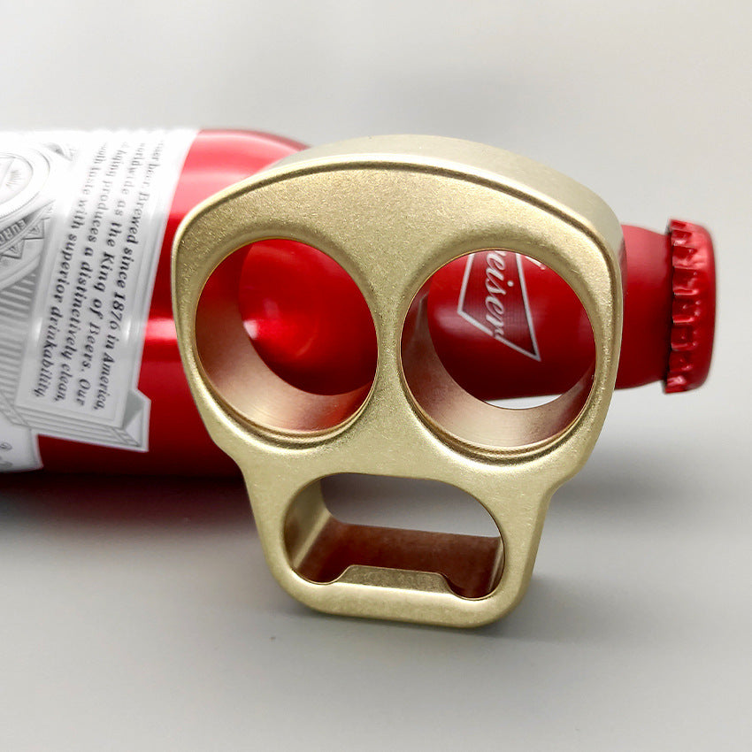 Skull-Shaped Brass EDC Tool for Bottle Opening and Outdoor Use