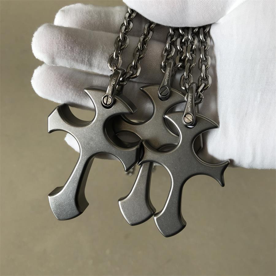 Cross Pattern Titanium Pendant Tool for Outdoor Carry