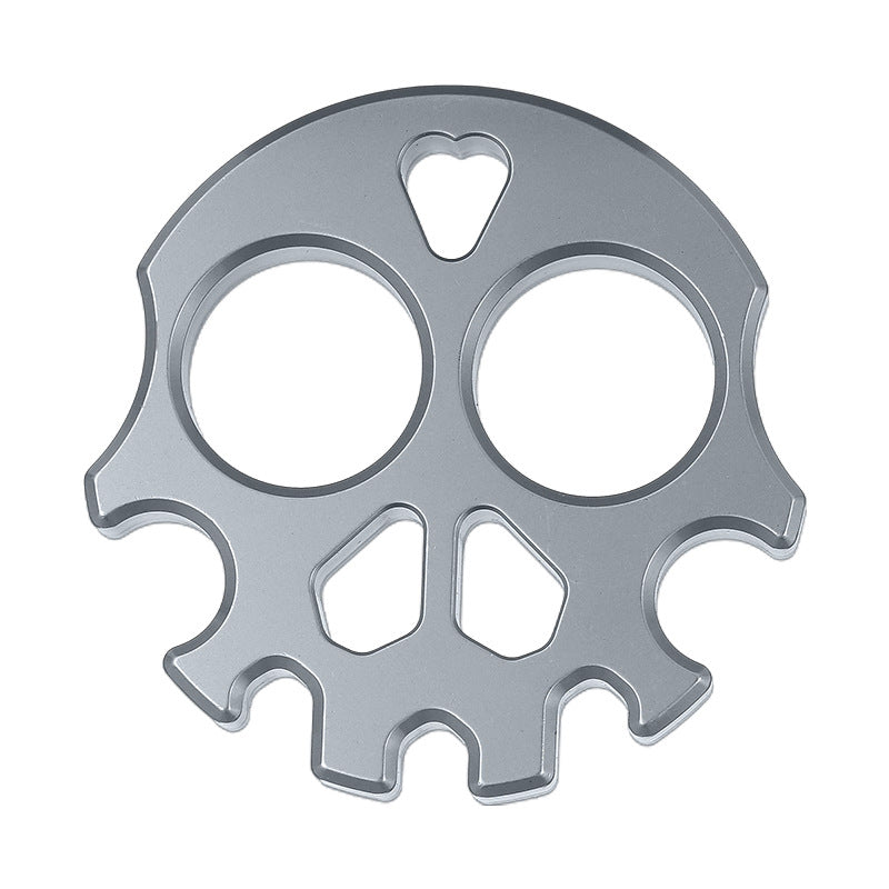 Silver Titanium Plated Skull Multifunctional Everyday Carry Tool