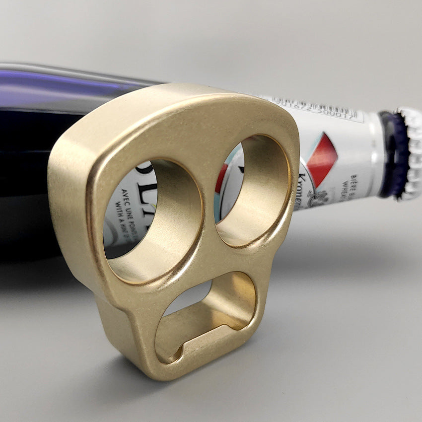 Skull-Shaped Brass EDC Tool for Bottle Opening and Outdoor Use