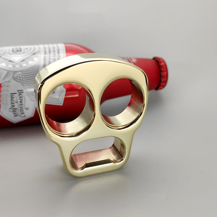 Skull-Shaped Brass EDC Tool for Bottle Opening and Outdoor Use