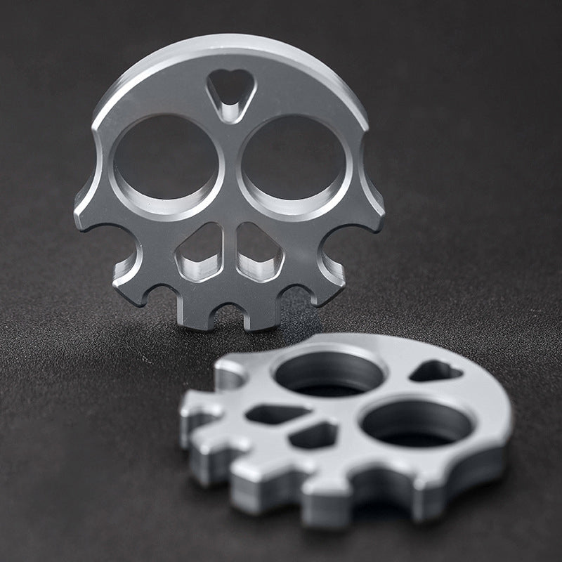 Silver Titanium Plated Skull Multifunctional Everyday Carry Tool