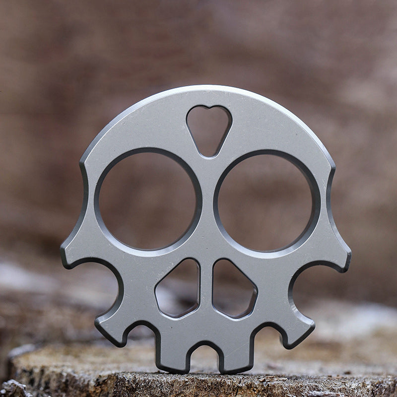 Silver Titanium Plated Skull Multifunctional Everyday Carry Tool