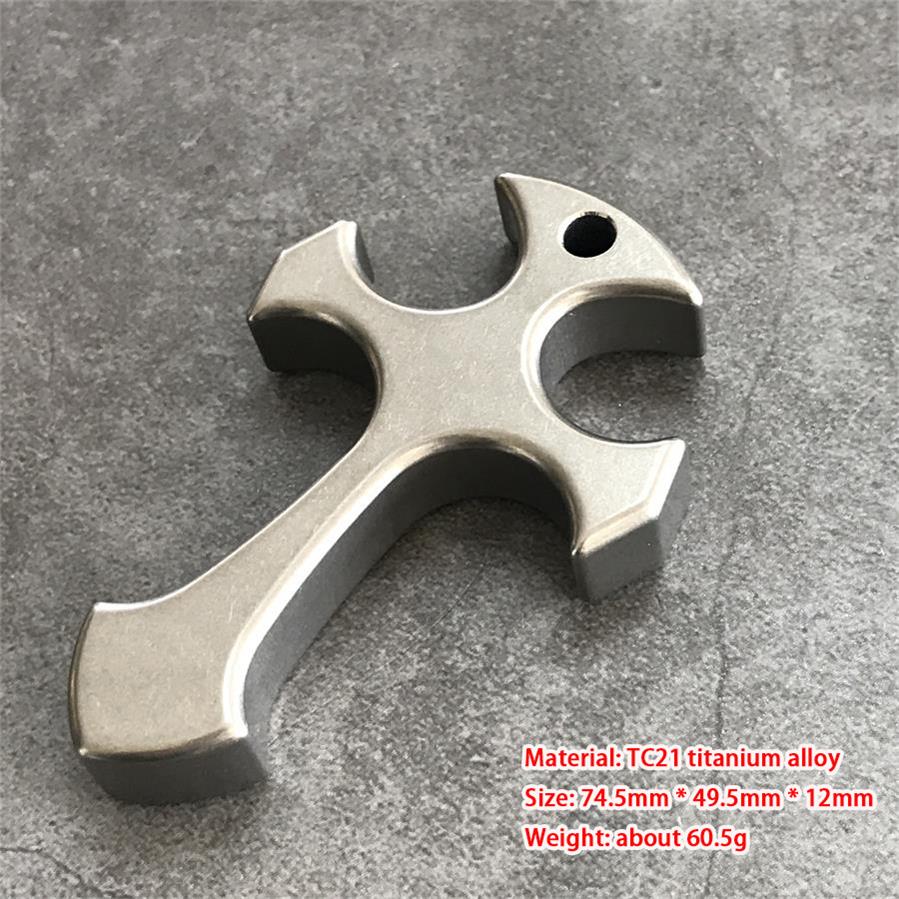 Cross Pattern Titanium Pendant Tool for Outdoor Carry