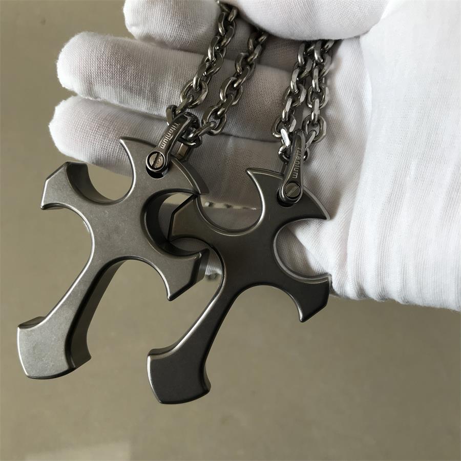 Cross Pattern Titanium Pendant Tool for Outdoor Carry