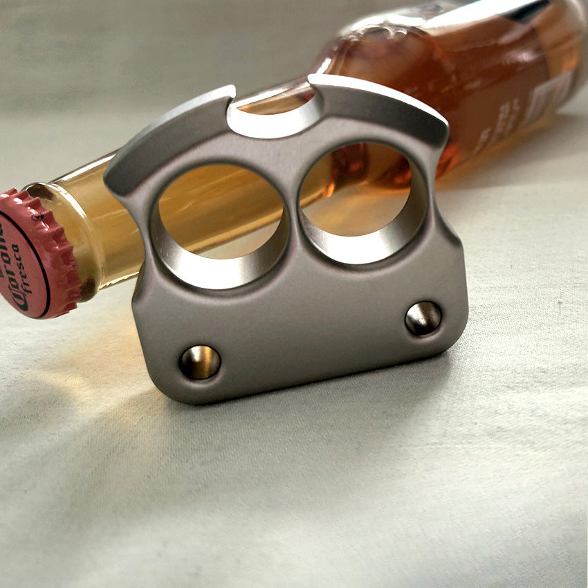 Easy-Carry Titanium Alloy Bottle Opener with Two Holes and Multi-Use Design