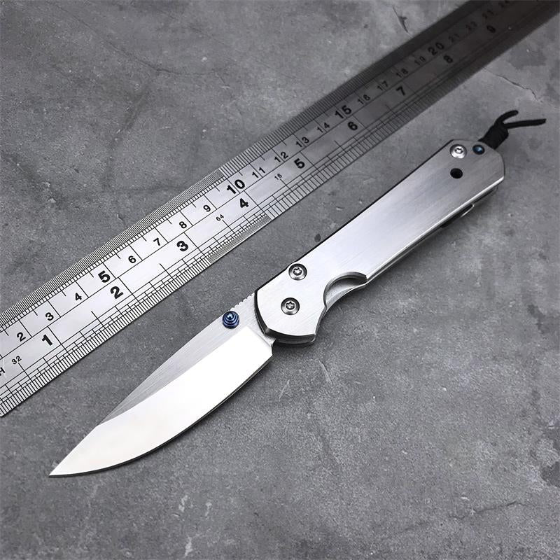 Silver Foldable EDC Outdoor Tool Featuring Polished Surface