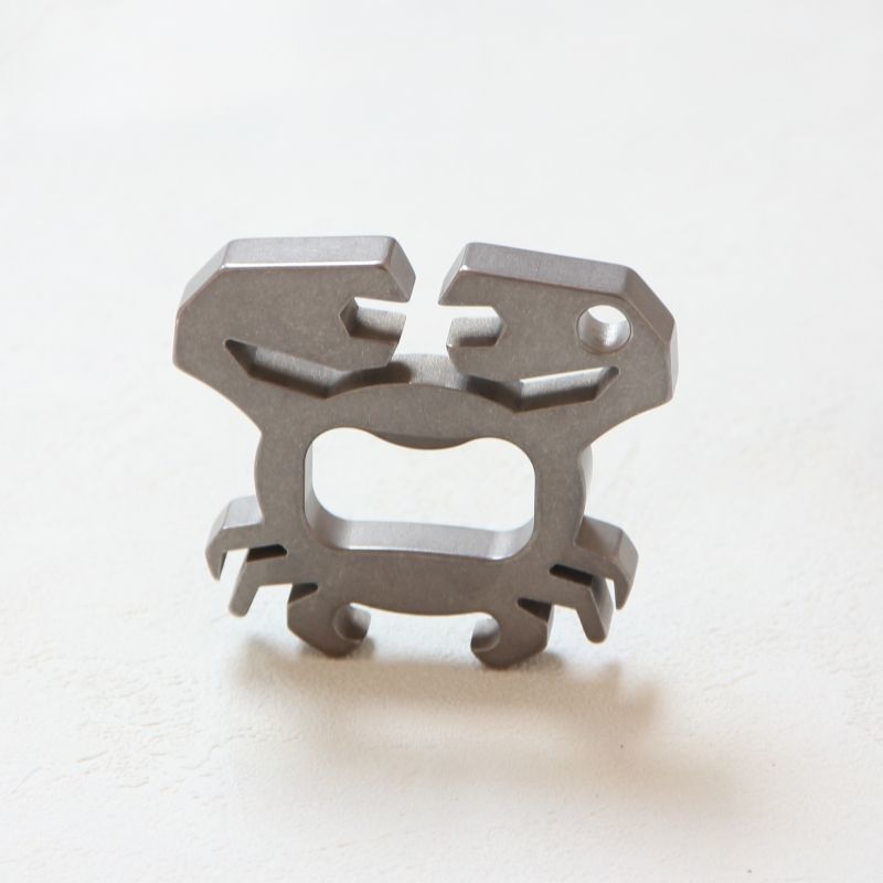 Outdoor Titanium Bottle Opener Keychain with Crab Motif