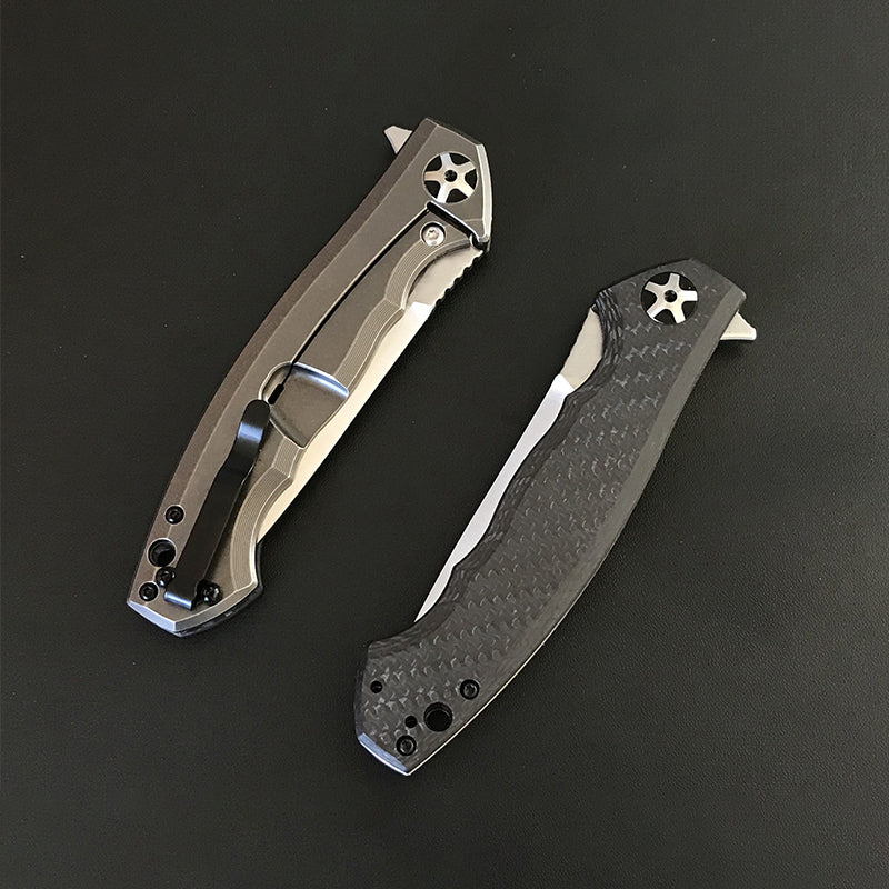 Outdoor Pocket Folding Tool with S35VN Blade, Carbon Fiber and Titanium Handle