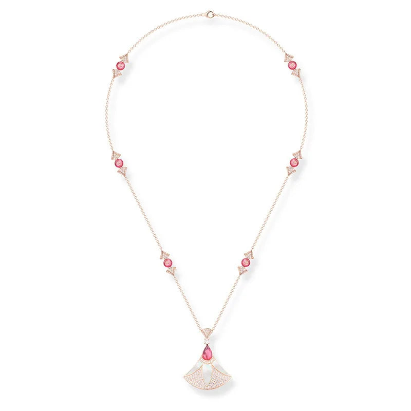 Zircon Pearl Fan Pendant Set