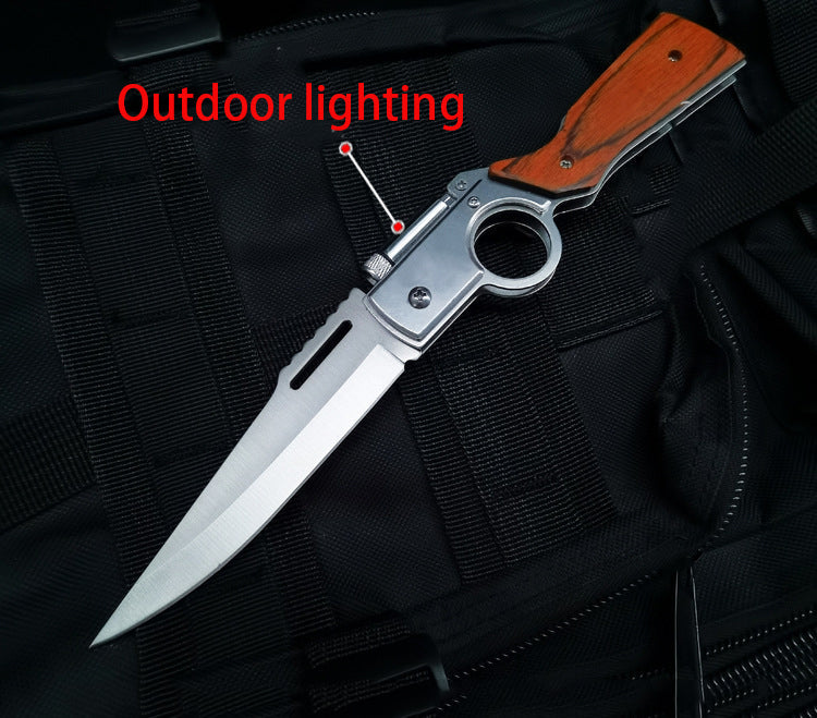 Light-Colored Wood Textured Folding Tool for Pocket Use