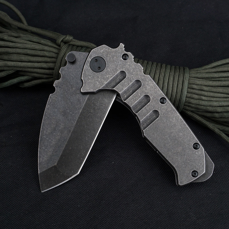 G10 Handle Folding Camping Tool with Stonewashed 9cr18mov Steel
