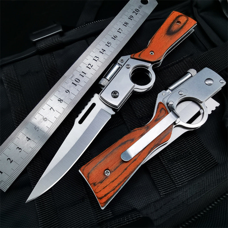 Light-Colored Wood Textured Folding Tool for Pocket Use