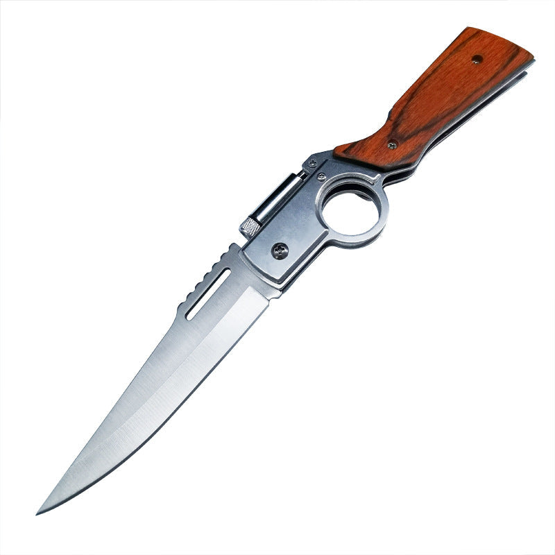 Light-Colored Wood Textured Folding Tool for Pocket Use