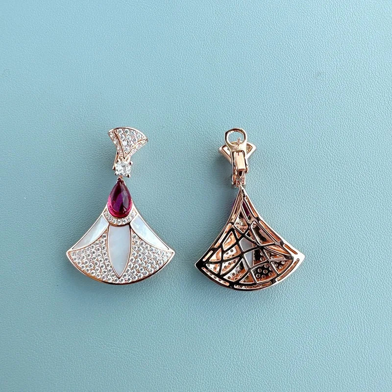 Zircon Pearl Fan Pendant Set