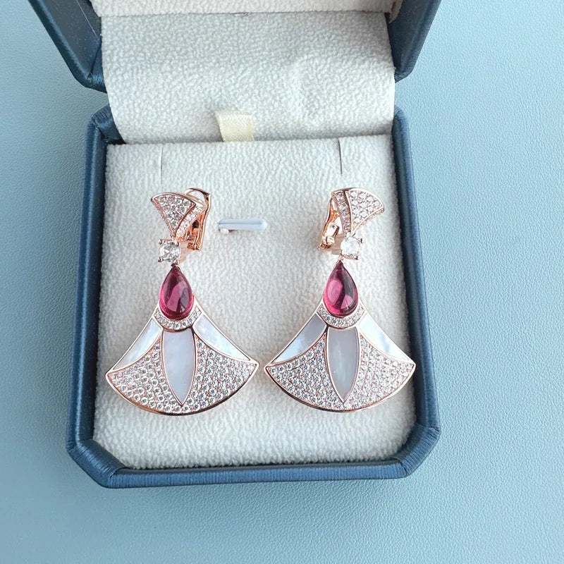 Zircon Pearl Fan Pendant Set