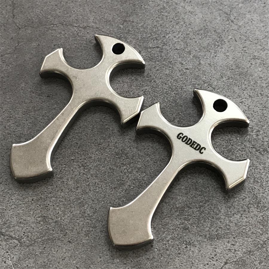 Portable Titanium Cross Pendant for Necklace and Backpack Carry
