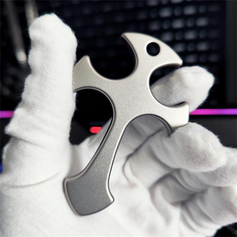 Cross Pattern Titanium Pendant Tool for Outdoor Carry