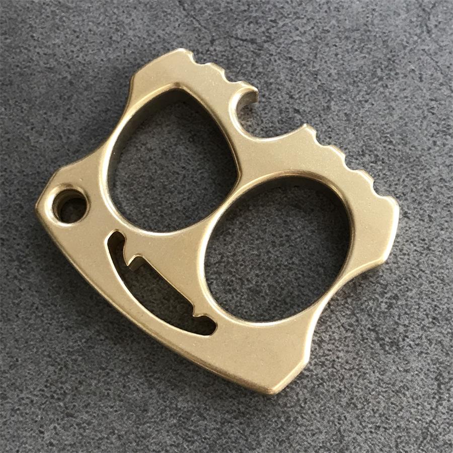 Smiling Skull Brass Bottle Opener with Two-hole Design Outdoor EDC Keychain Tool