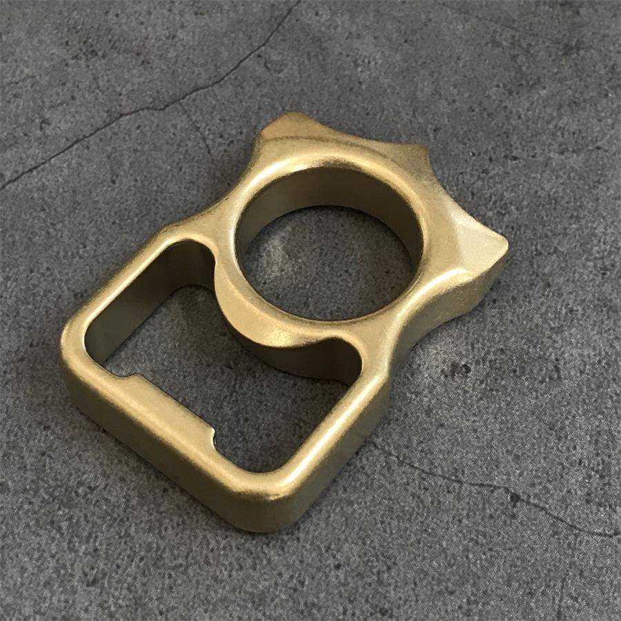 EDC Keychain and Backpack Tool with Stonewashed Brass Bottle Opener