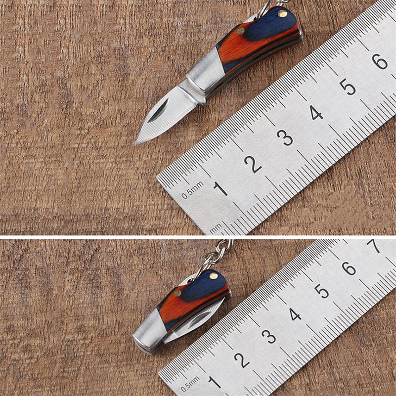 Small Folding Keychain Tool with Wood Grip for Pocket and Backpack