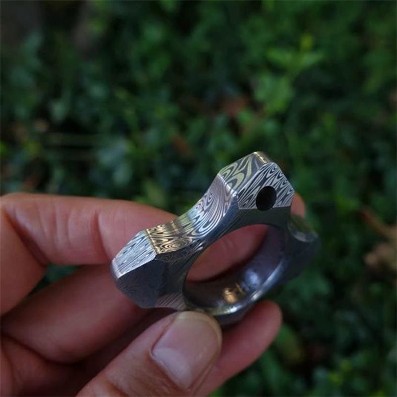 EDC Tool with Damask Pattern One-Hole Damascus Steel Bottle Opener