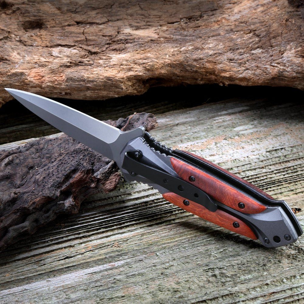 Folding Outdoor Pocket Tool with BM Wood Handle Design