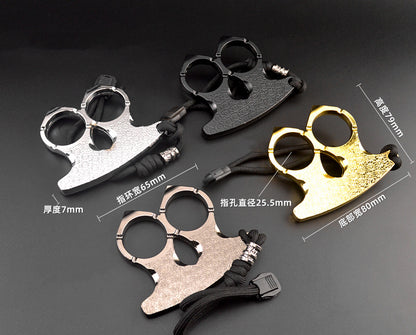 Patterned Two Finger -Brass Knuckle Duster Four Finger Buckle Defence Window Breaker Fighting Gear