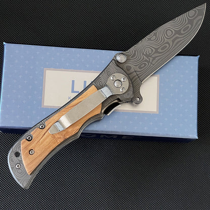 Liome 339 Outdoor Damascus Steel Folding Pocket Tool